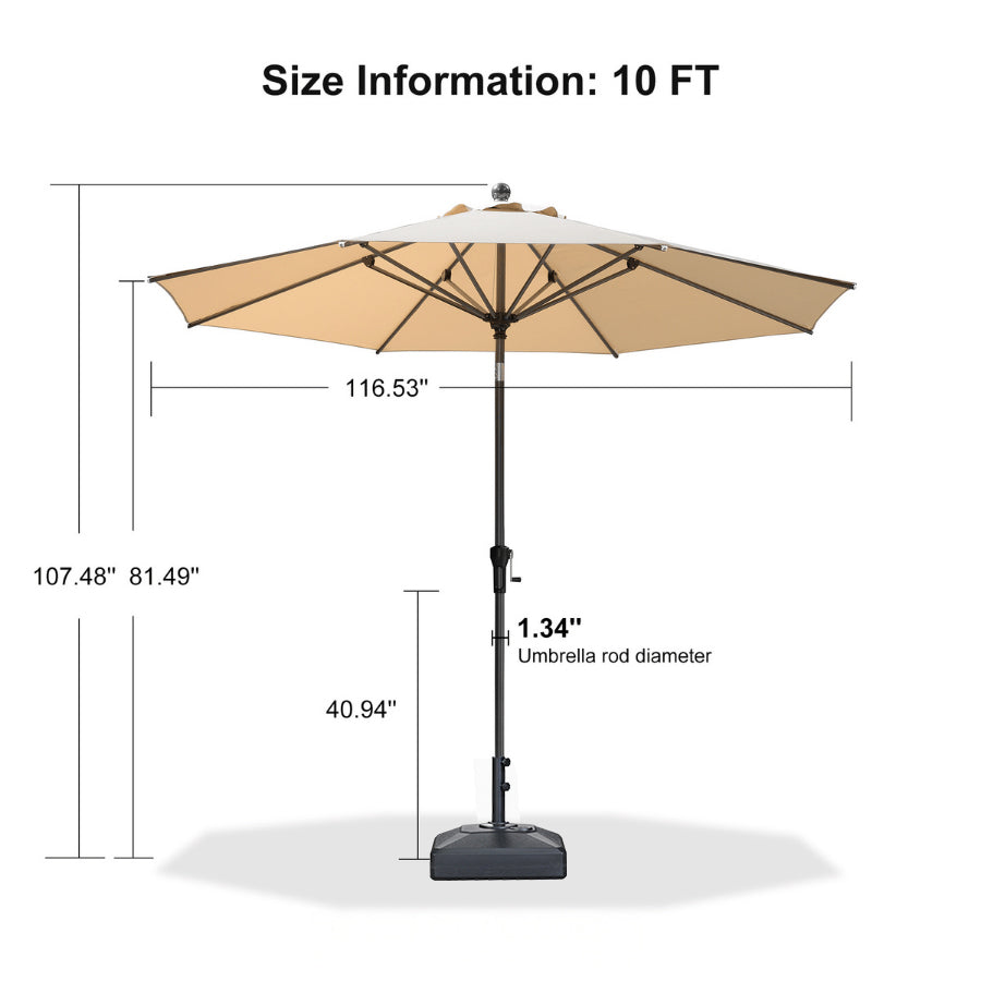 PURPLE LEAF Round Tilting Patio Umbrella with Base, Milan Porch Table Umbrella