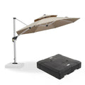 PURPLE LEAF Large Round Patio Cantilever Umbrella With Base for Deck, Pool, Backyard