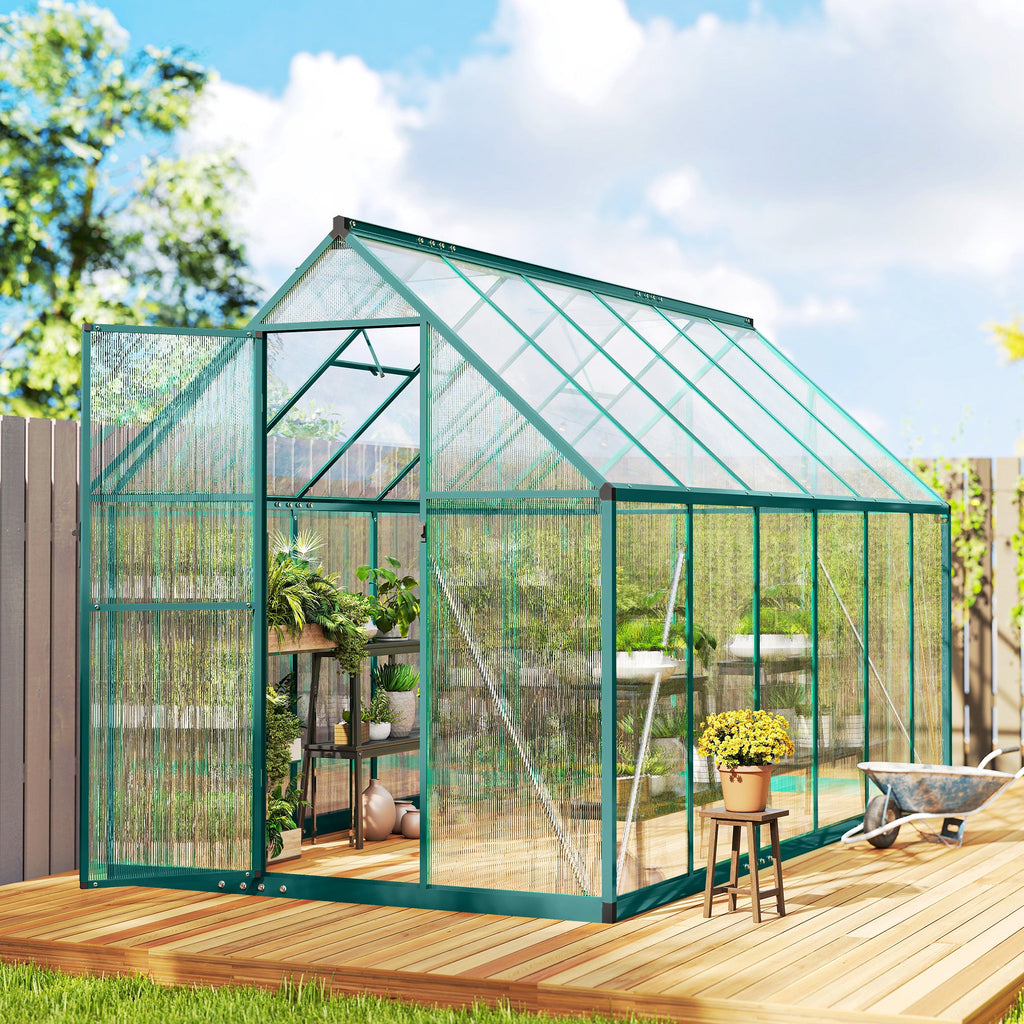11' x 6' Polycarbonate Walk-in Greenhouse, Dark Green