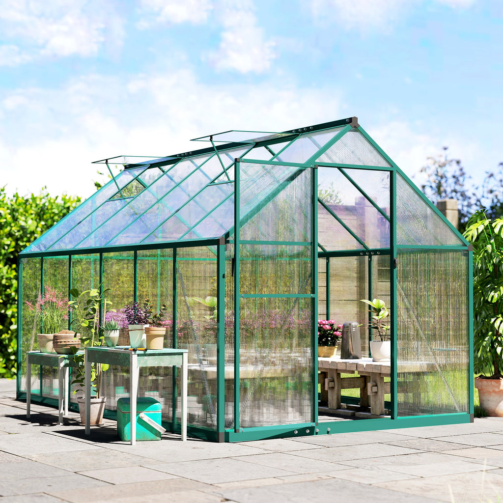 11' x 6' Polycarbonate Walk-in Greenhouse, Dark Green