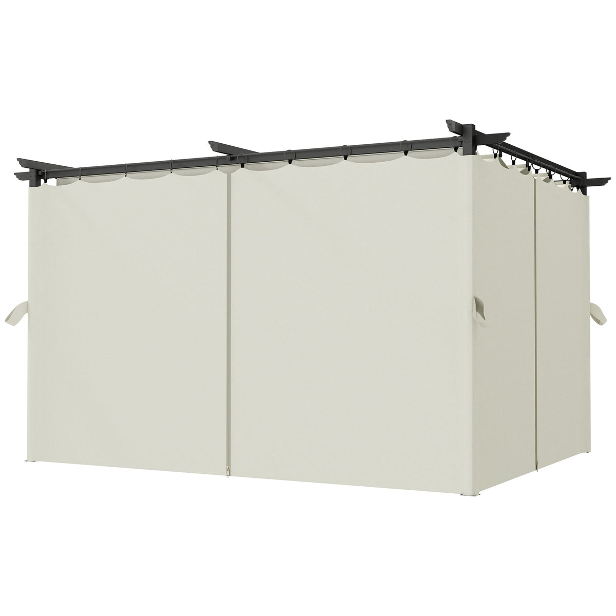 10' x 13' Retractable Pergola Canopy with Curtains, Cream White