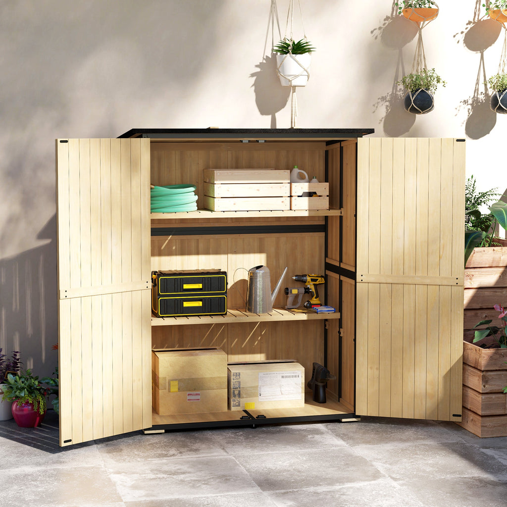 Wood Outdoor Storage Cabinet with 2 Shelves, Natural