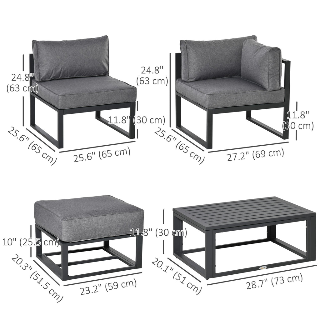 6pc Outdoor Patio Furniture Set with Daybed and Footstools, Grey