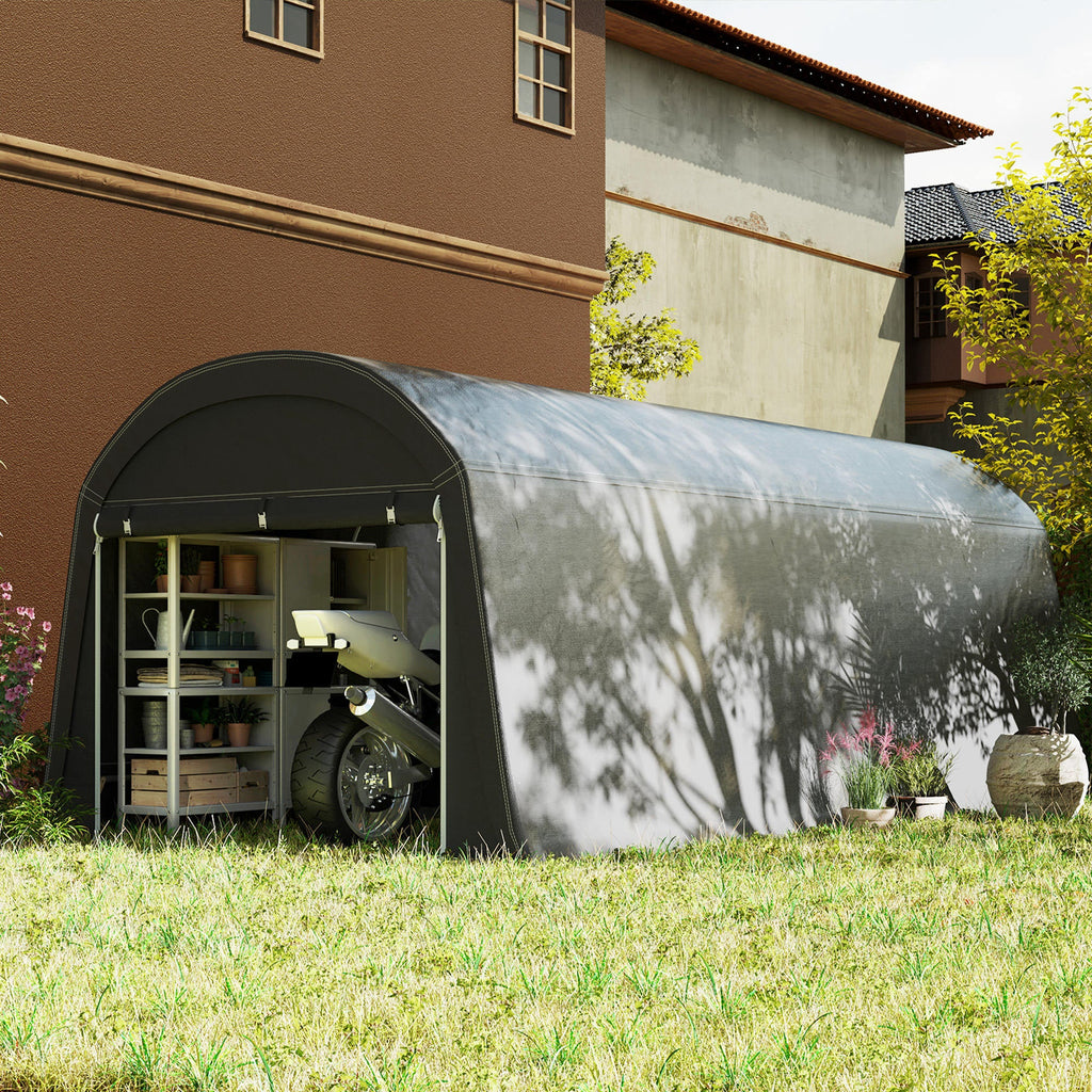 10' x 20' Portable Shed with Roll-up Zipper Door, Dark Grey