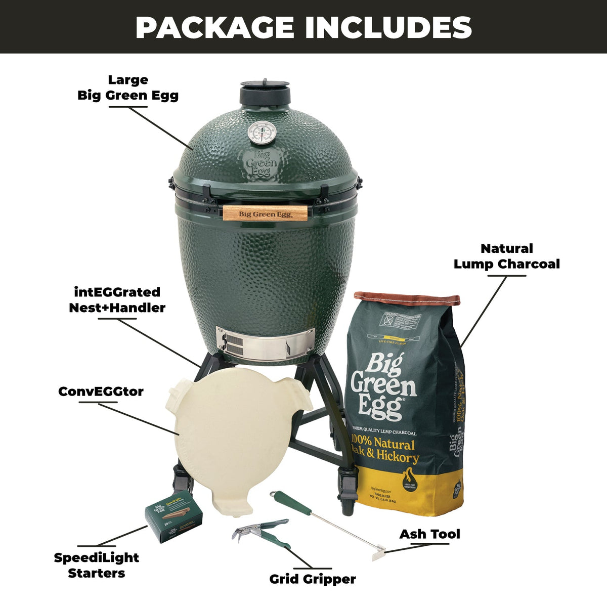 Large Big Green Egg + intEGGrated Nest Package