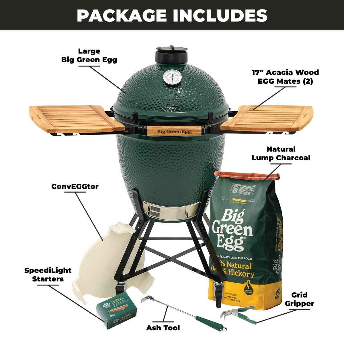 Large Big Green Egg + Standard Nest + EGG Mates Package