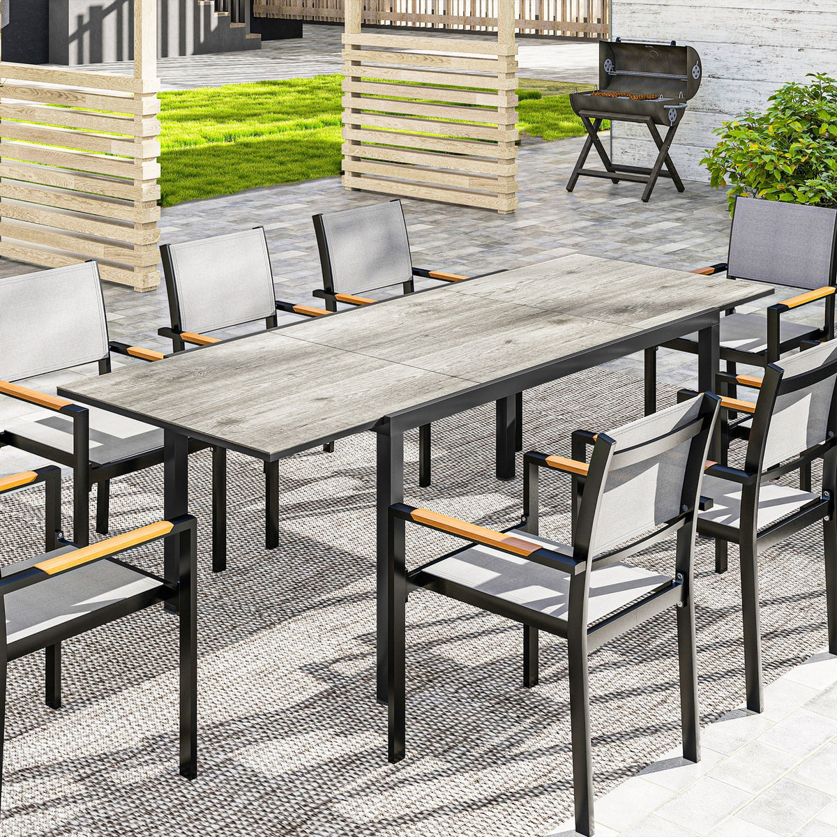 63"-94.5" Extendable Patio Dining Table for 6-8 People