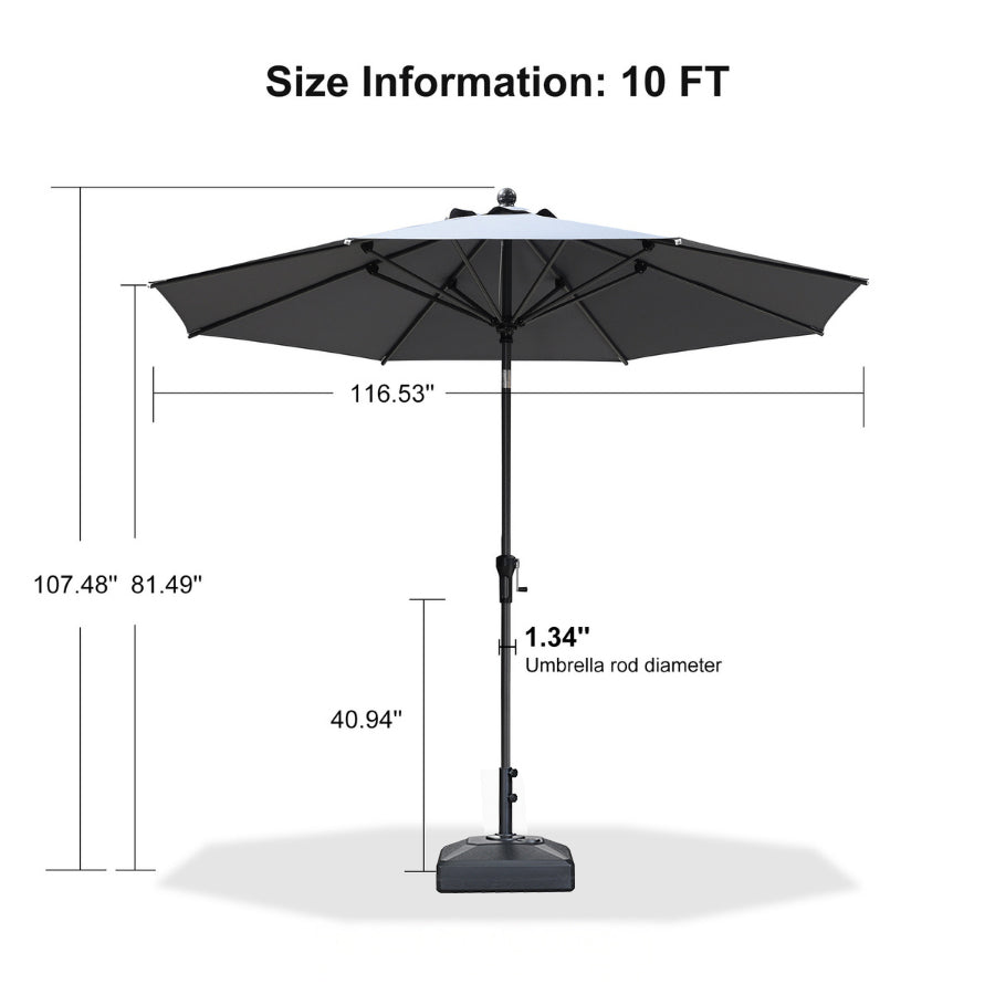 PURPLE LEAF Round Tilting Patio Umbrella with Base, Milan Porch Table Umbrella