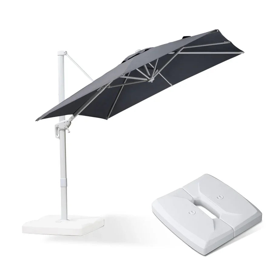 PURPLE LEAF Outdoor Patio Umbrella with Base, Best White Cantilever Umbrellas