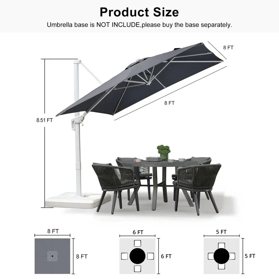 PURPLE LEAF Outdoor Patio Umbrella with Base, Best White Cantilever Umbrellas