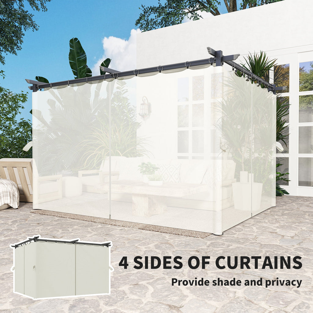 10' x 13' Retractable Pergola Canopy with Curtains, Cream White