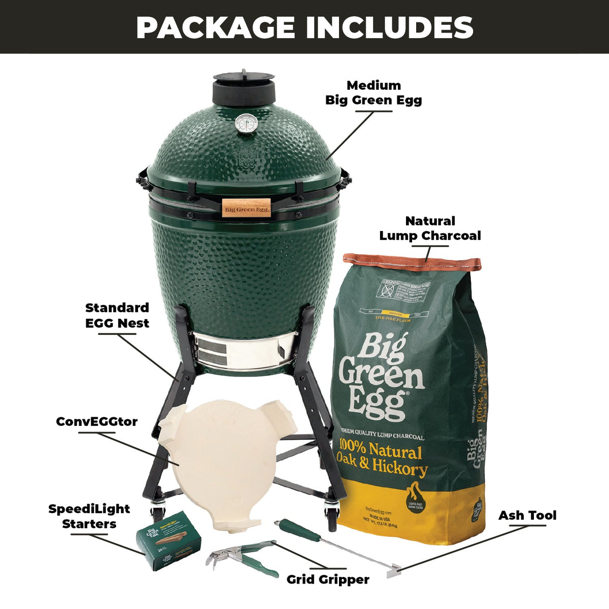 Medium Big Green Egg + Standard Nest Package