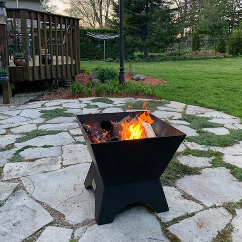 Iron Embers 24" Modern Cube Fire Pit Package with Spark Screen (No Door)