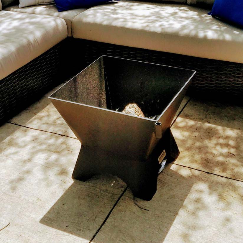 Iron Embers 24" Modern Cube Fire Pit Package with Spark Screen (No Door)