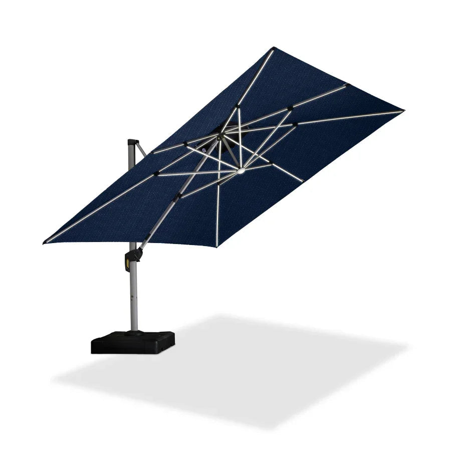 PURPLE LEAF SUNBRELLA Solar Cantilever Umbrella with Lights, Large Umbrellas For Outdoor Patio