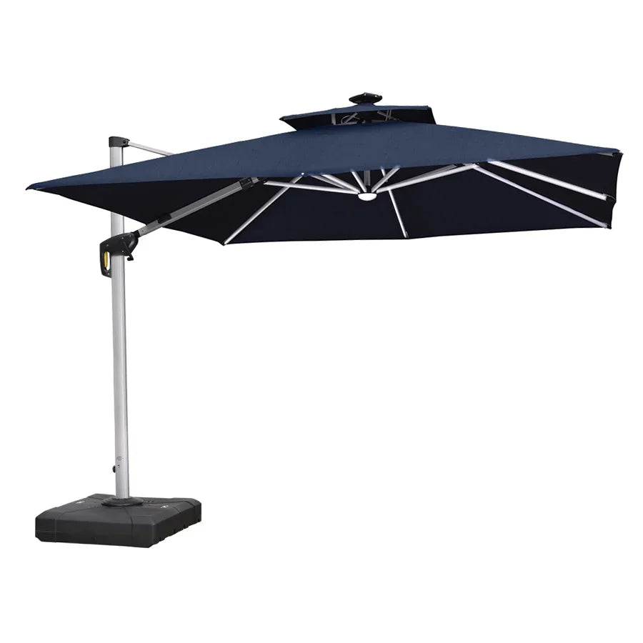 PURPLE LEAF SUNBRELLA Solar Cantilever Umbrella with Lights, Large Umbrellas For Outdoor Patio
