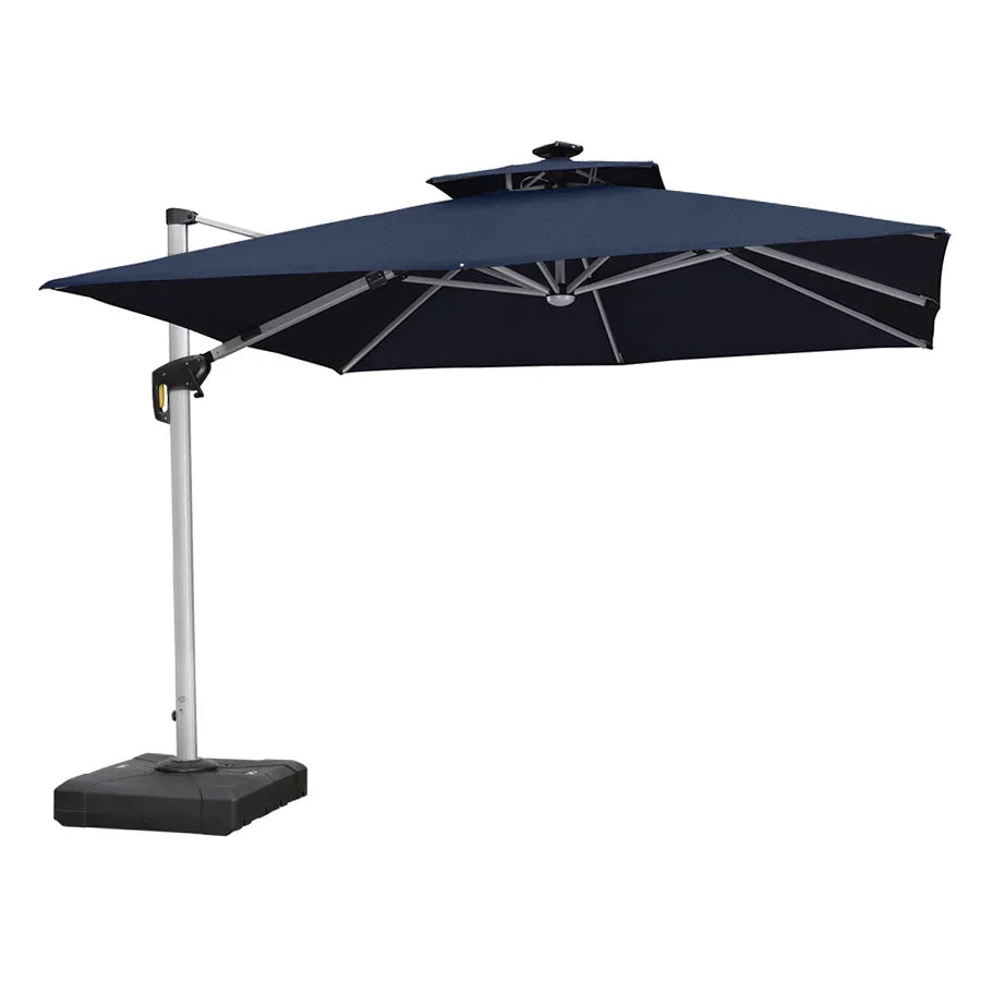 PURPLE LEAF SUNBRELLA Solar Cantilever Umbrella with Lights, Large Umbrellas For Outdoor Patio