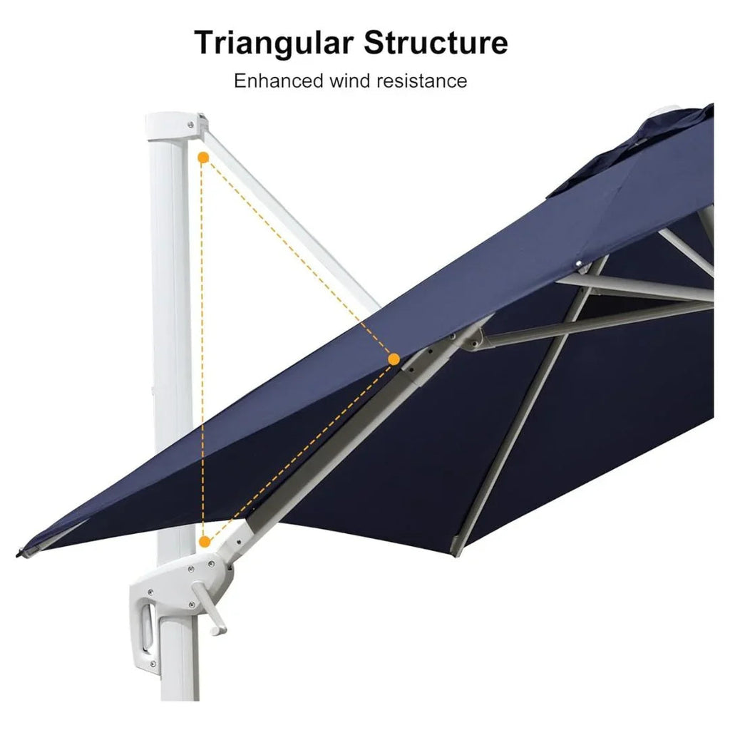 PURPLE LEAF Outdoor Patio Umbrella with Base, Best White Cantilever Umbrellas