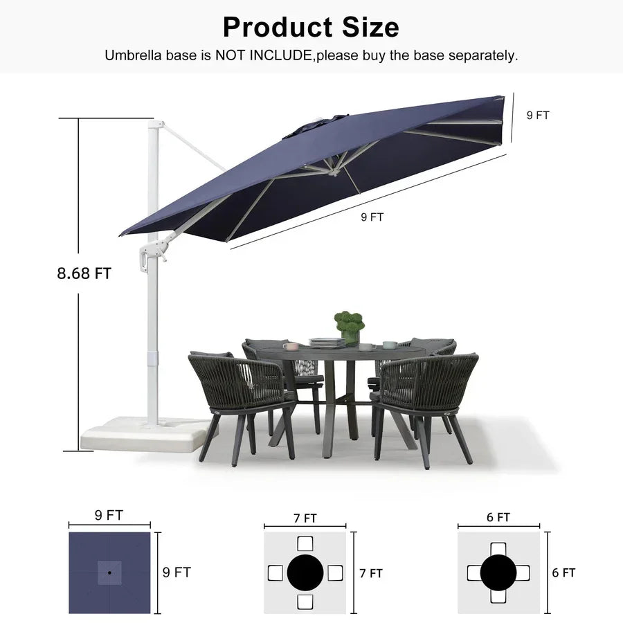 PURPLE LEAF Outdoor Patio Umbrella with Base, Best White Cantilever Umbrellas