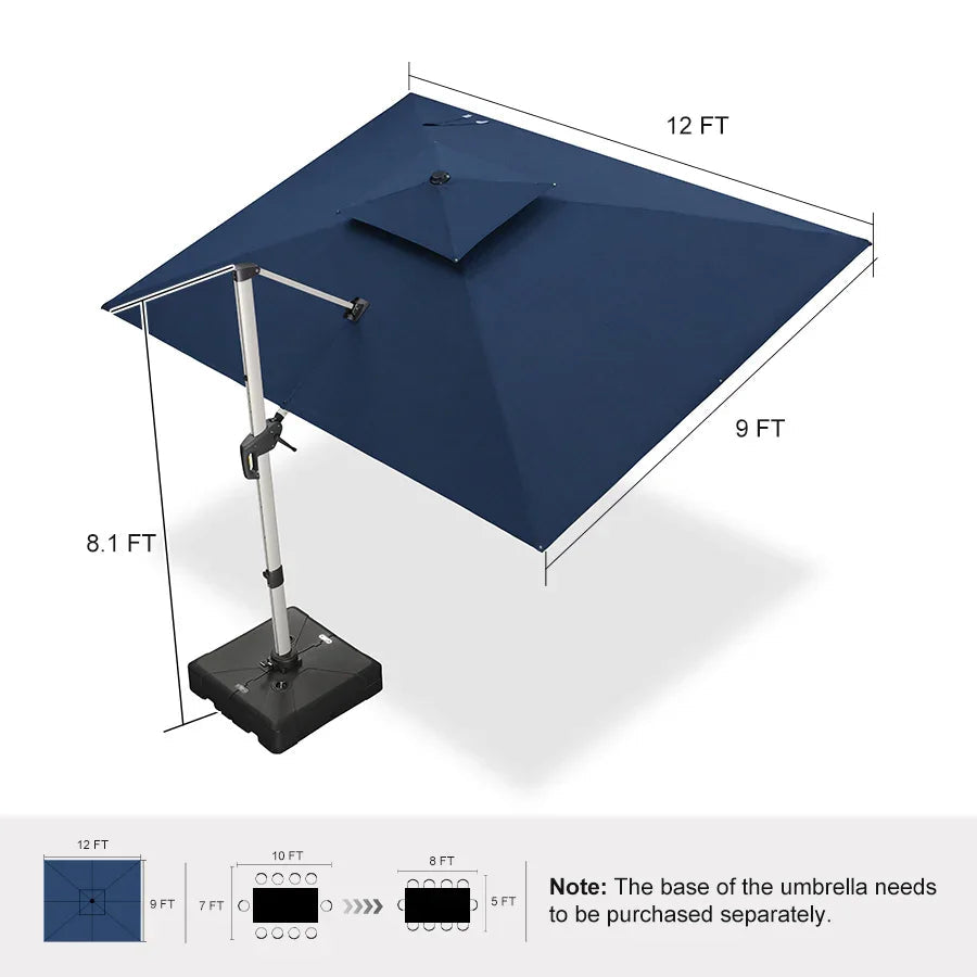 PURPLE LEAF – Parasol de terrasse Premium Classic SUNBRELLA déporté