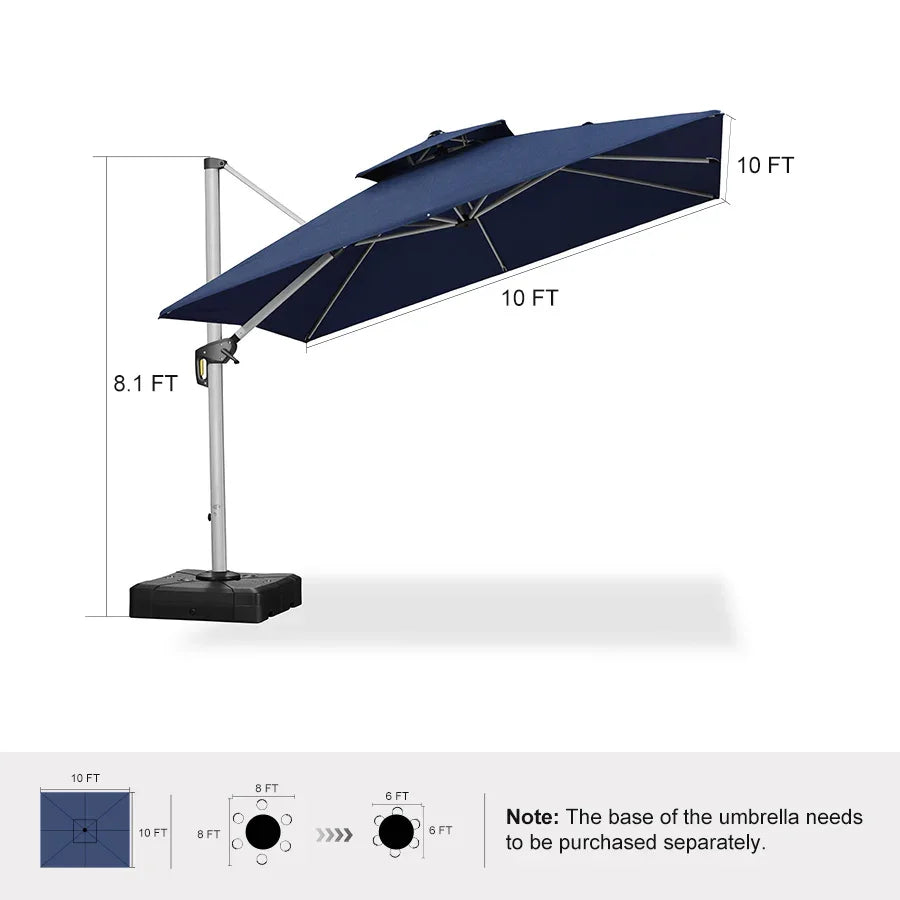 PURPLE LEAF – Parasol de terrasse Premium Classic SUNBRELLA déporté