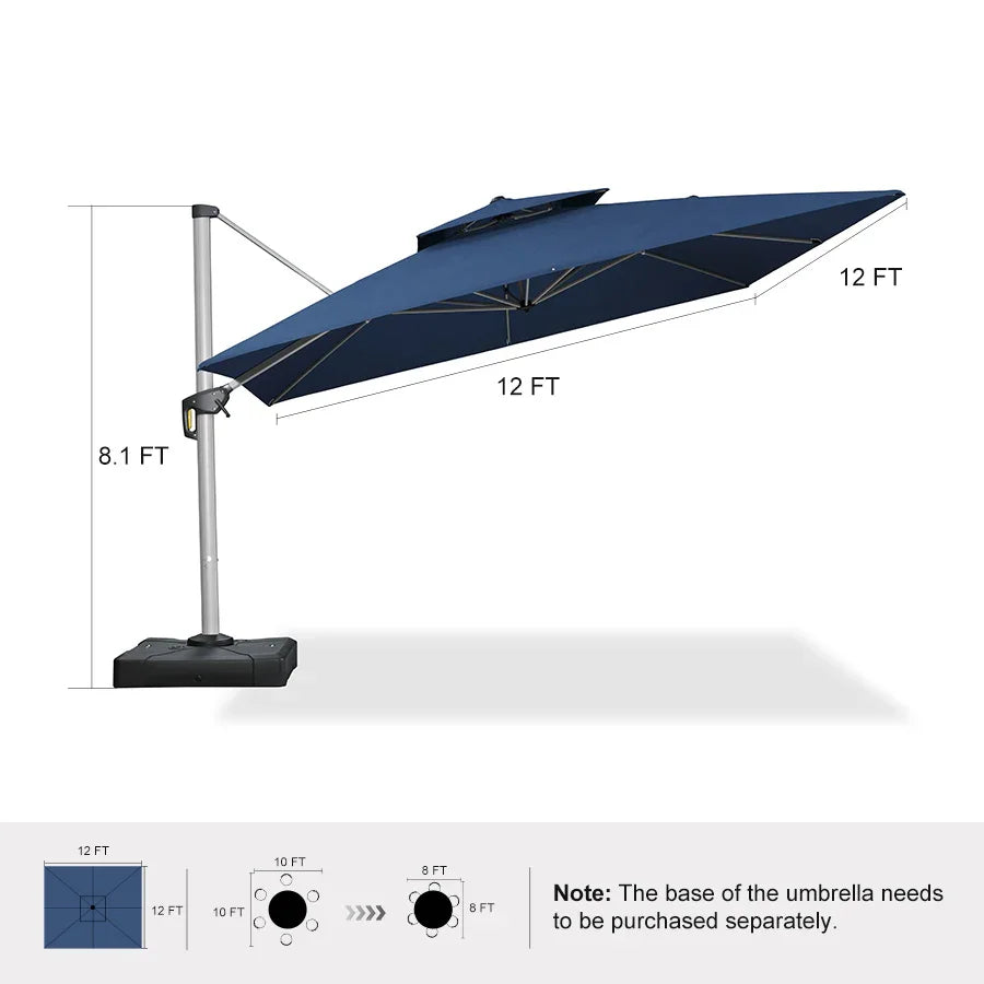 PURPLE LEAF – Parasol de terrasse Premium Classic SUNBRELLA déporté