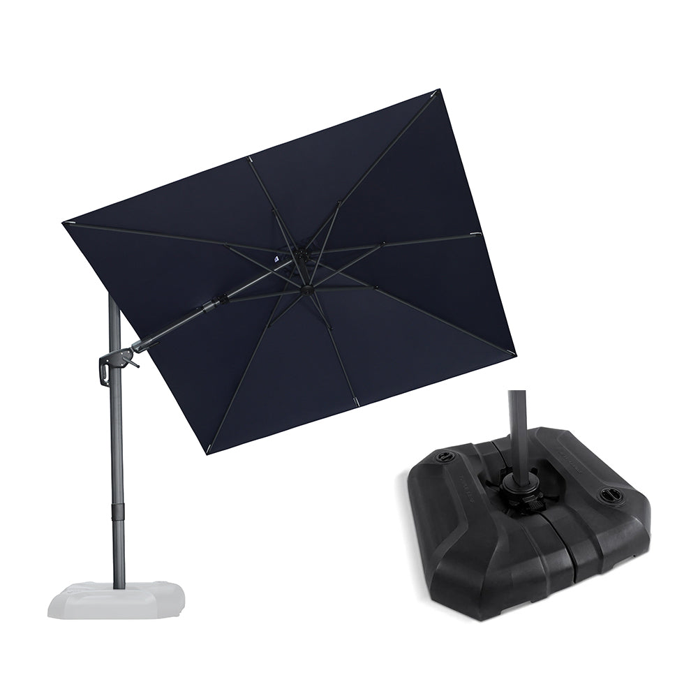 PURPLE LEAF Lateral Tilt Patio Umbrella with Base, 360° Swivel Cantilever Umbrella with Stand