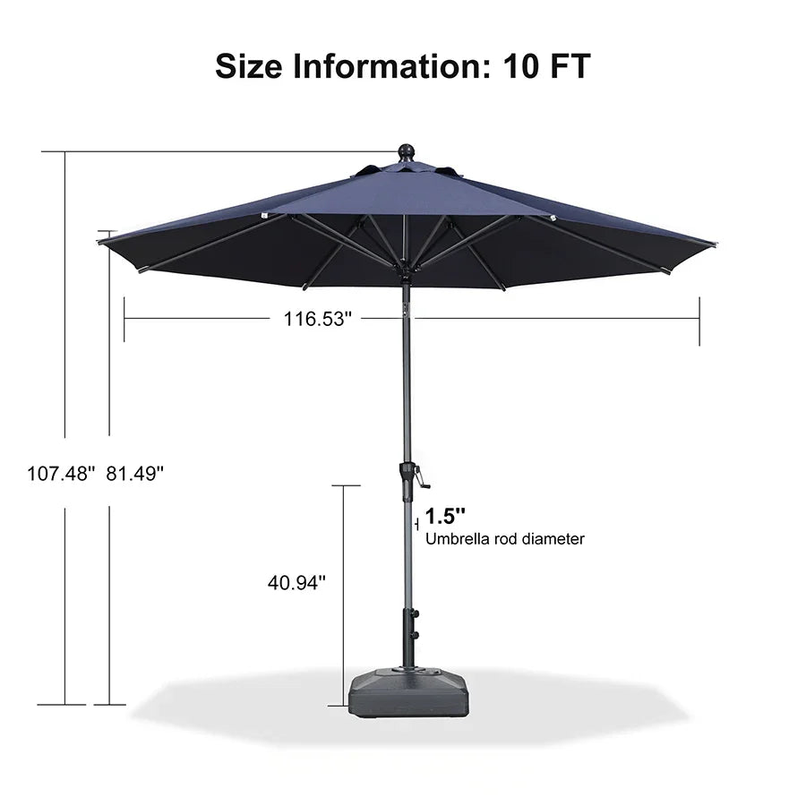 PURPLE LEAF Crank and Tilt Rectangular Outdoor Patio Market Umbrella with Base