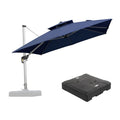 PURPLE LEAF – Grand parasol déporté carré de terrasse avec base pour jardin, piscine et porche