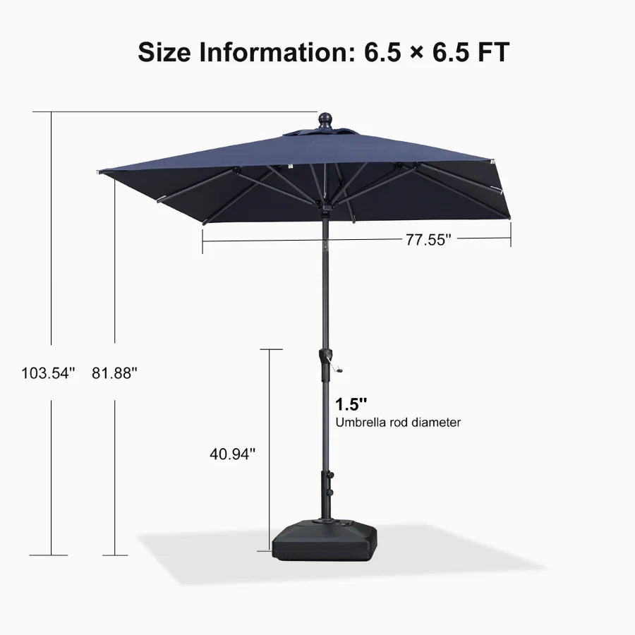 PURPLE LEAF Crank and Tilt Rectangular Outdoor Patio Market Umbrella with Base