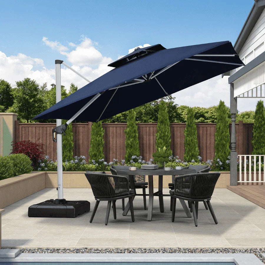 PURPLE LEAF Outdoor Windproof Umbrella, Square Cantilever Umbrella Outside Patio