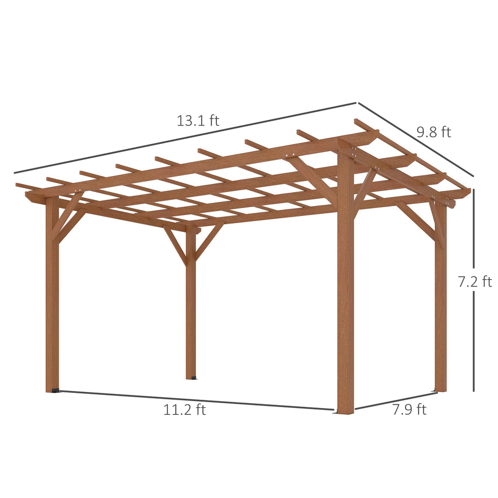 PerArbor 10' x 13' Wood Pergola for Climbing Plant Support and Patio Parties, Dark Brown