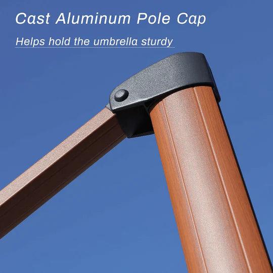 PURPLE LEAF Outdoor Garden Umbrella with Base, Cantilever Umbrellas in Wood Color