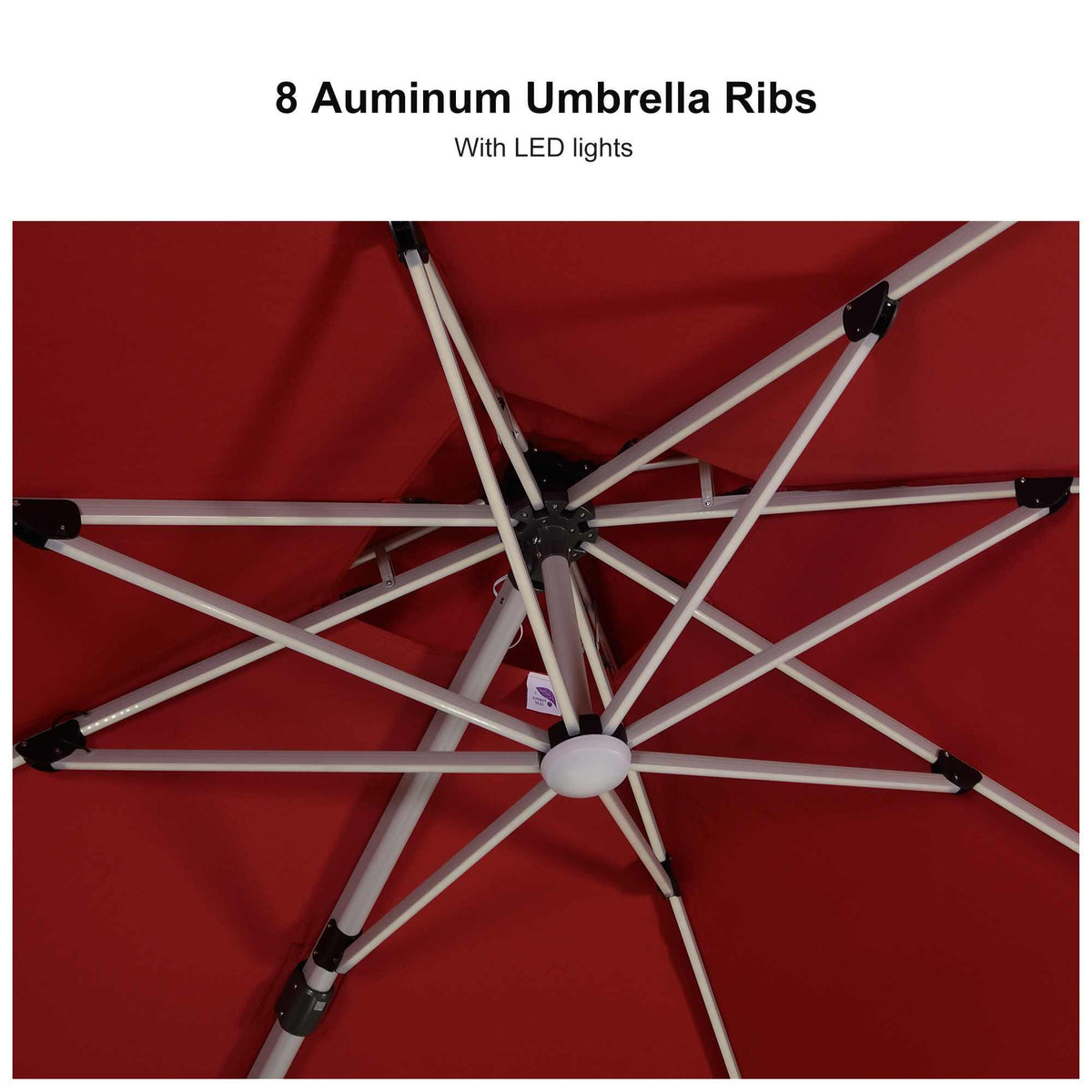 PURPLE LEAF Red Patio Umbrella with Base, Outdoor Cantilever Umbrellas