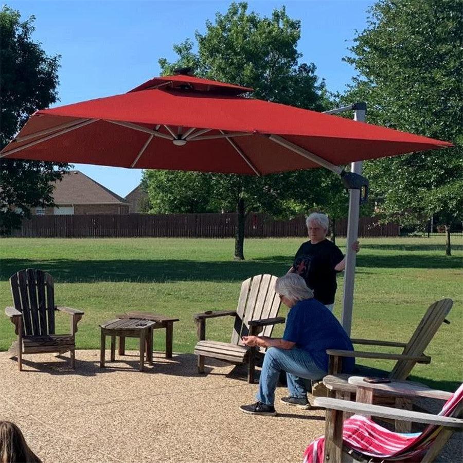 PURPLE LEAF Red Patio Umbrella with Base, Outdoor Cantilever Umbrellas