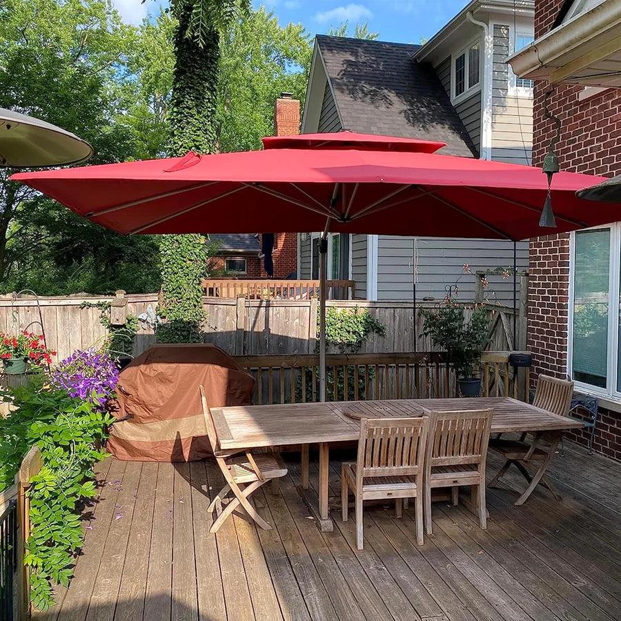PURPLE LEAF Red Patio Umbrella with Base, Outdoor Cantilever Umbrellas