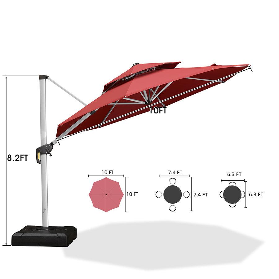 PURPLE LEAF Red Patio Umbrella with Base, Outdoor Cantilever Umbrellas
