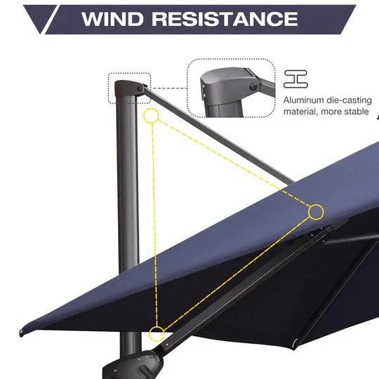 PURPLE LEAF Outdoor Patio Umbrella with Base, Garden Pool Umbrella, Navy Blue