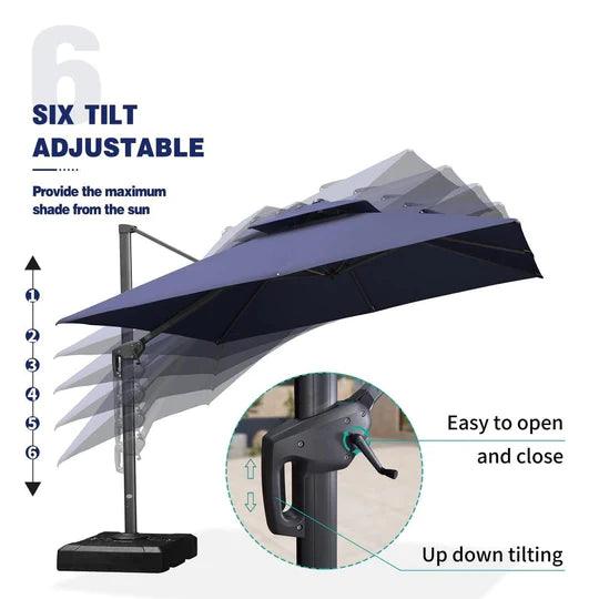 PURPLE LEAF Outdoor Patio Umbrella with Base, Garden Pool Umbrella, Navy Blue