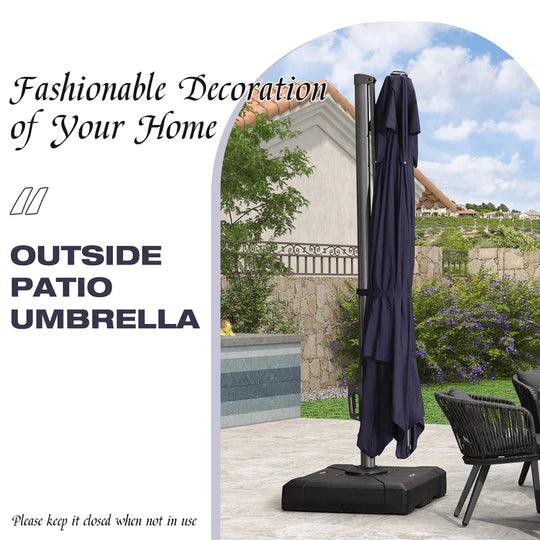 PURPLE LEAF Outdoor Patio Umbrella with Base, Garden Pool Umbrella, Navy Blue