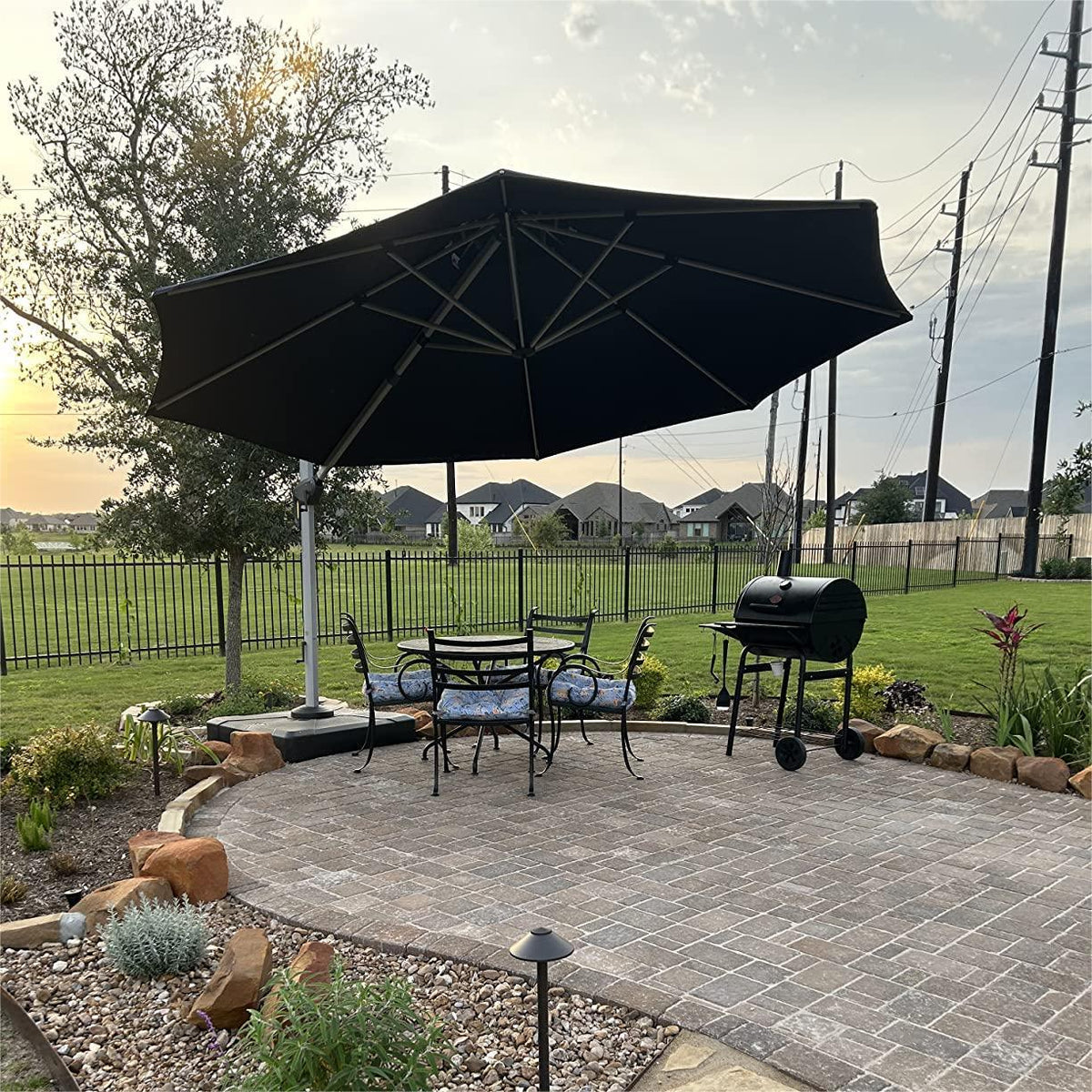 PURPLE LEAF Outdoor Patio Umbrella with Base, Garden Pool Umbrella, Navy Blue