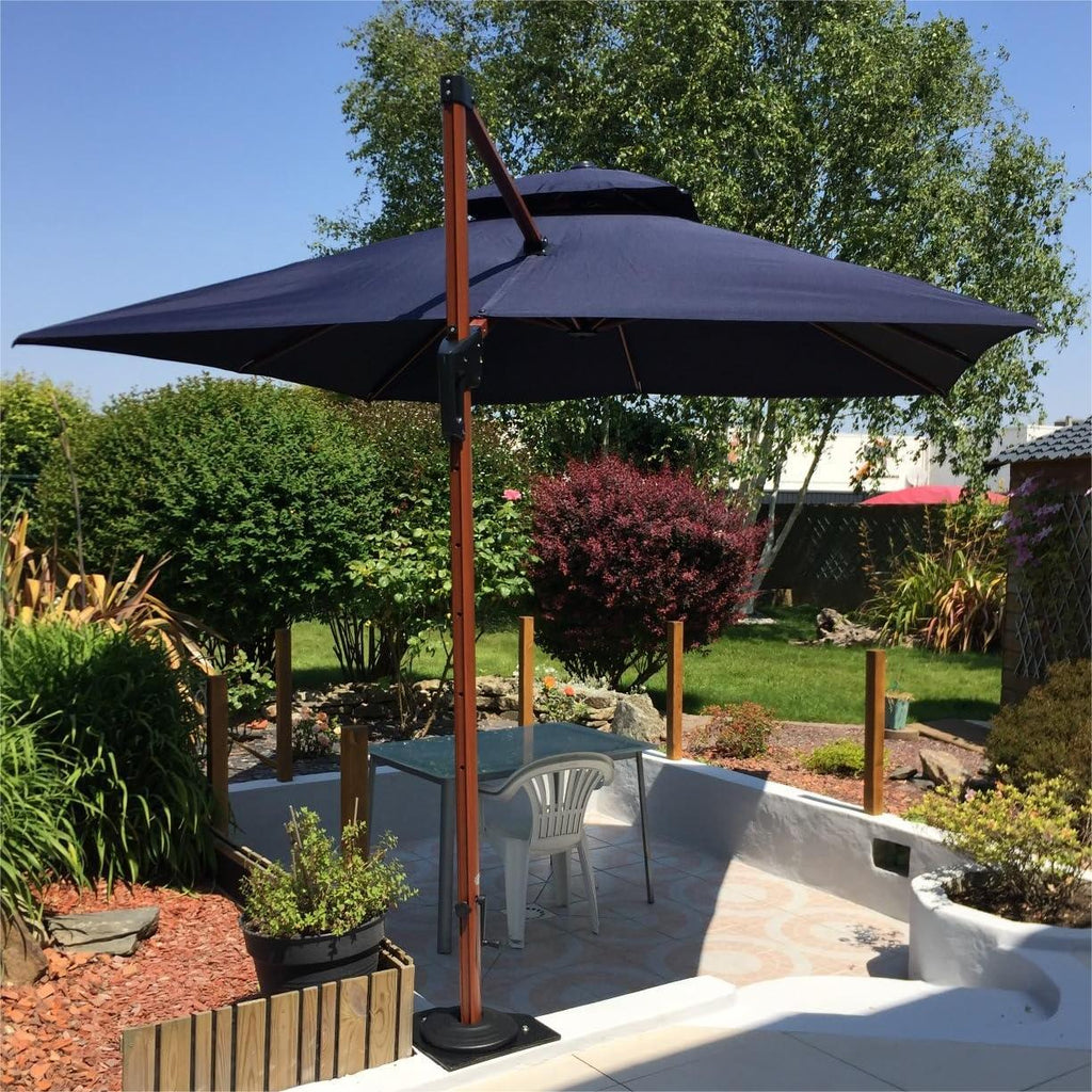 PURPLE LEAF Outdoor Patio Umbrella with Base, Garden Pool Umbrella, Navy Blue