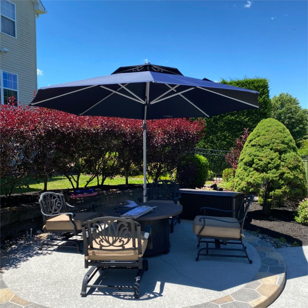 PURPLE LEAF Outdoor Patio Umbrella with Base, Garden Pool Umbrella, Navy Blue