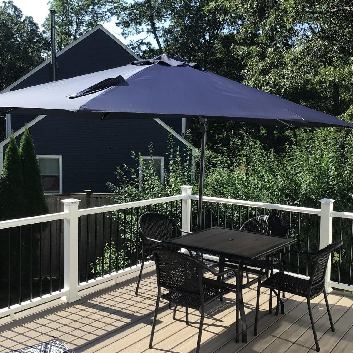 PURPLE LEAF Outdoor Patio Umbrella with Base, Garden Pool Umbrella, Navy Blue