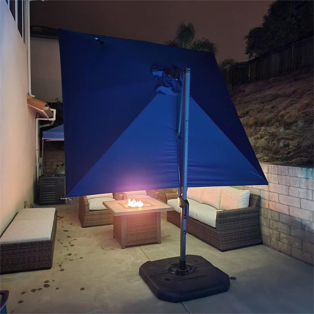 PURPLE LEAF Outdoor Patio Umbrella with Base, Garden Pool Umbrella, Navy Blue
