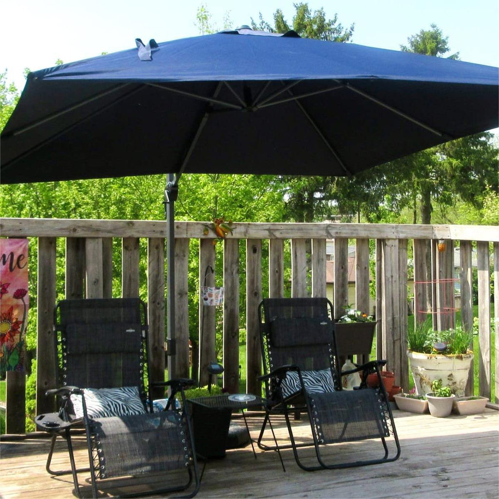 PURPLE LEAF Outdoor Patio Umbrella with Base, Garden Pool Umbrella, Navy Blue