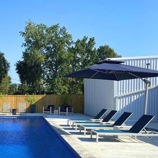 PURPLE LEAF Outdoor Patio Umbrella with Base, Garden Pool Umbrella, Navy Blue