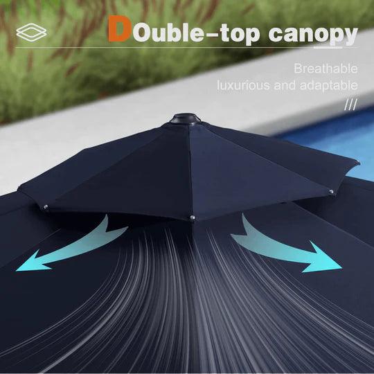 PURPLE LEAF Outdoor Patio Umbrella with Base, Garden Pool Umbrella, Navy Blue