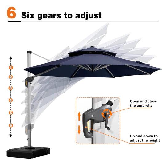PURPLE LEAF Outdoor Patio Umbrella with Base, Garden Pool Umbrella, Navy Blue