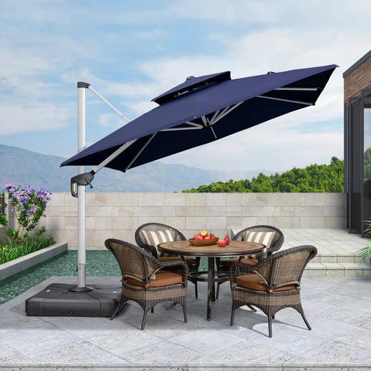 PURPLE LEAF Outdoor Patio Umbrella with Base, Garden Pool Umbrella, Navy Blue